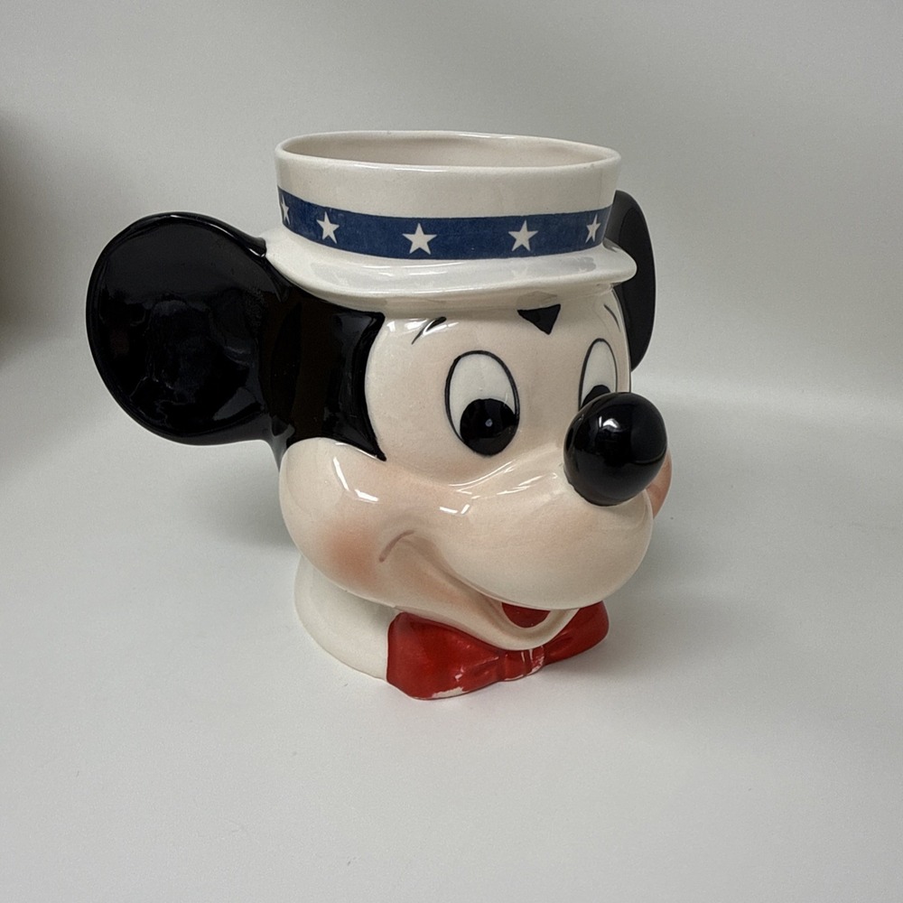 Vintage Mickey Mouse Head Patriotic Uncle Sam Coffee Cup Mug